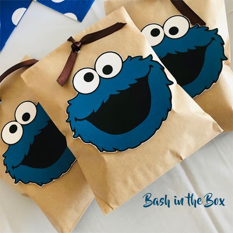 Monster Treat Bags, Monster Faces, Monster Treats, Cookie Monster Cupcakes, Monster Decorations, Box Printable, Cookie Monster Party, Cookie Monster Birthday, Cupcake Wraps