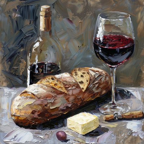 Free image of "Bread And Wine" by Circe Denyer Angels Paintings, Wine Table Decor, Fresh Appetizers, Bread And Wine, Appetizers Table, Wine Images, Gourmet Cheese, French Rustic, Wine Table