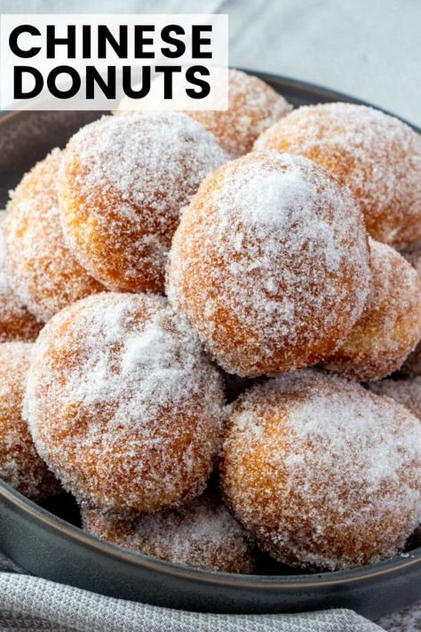 With only 3 ingredients and 10 minutes you can have yourself your own Buffet Style Chinese Donuts. Super simple, easy and absolutely addicting. #chinese #donuts #easyrecipe #simple #tasty #delicoius #recipe #takeout #hungry Chinese Doughnuts Recipe, Chinese Donuts Easy, Thai Donuts Recipe, Chinese Donut Recipe, Chinese Thanksgiving, New Moon Blessings, Chinese Doughnut, Chinese Donuts, Bread Stick