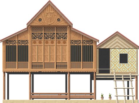 the window idea Malay Traditional House, Malay Traditional, Taman Mini, Indonesia Traditional, Modern Tropical House, Modern House Floor Plans, Beach Themed Bedroom, Thai House, House On Stilts