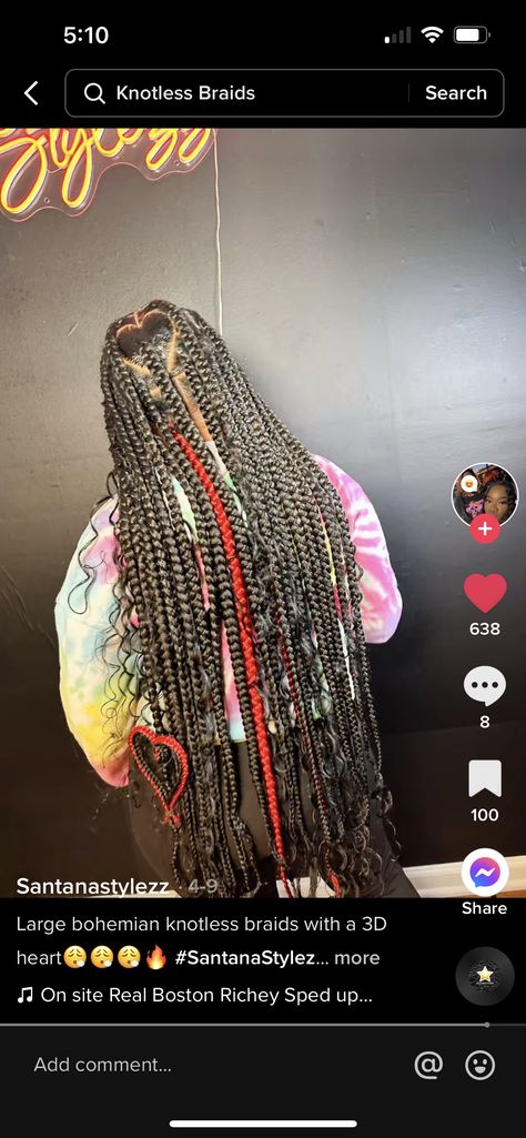 Large Bohemian Knotless Braids, Braids Heart, Heart Braids, Large Knotless, Heart Braid, 3d Heart, Knotless Braids, Hair Inspo, Hair Ideas