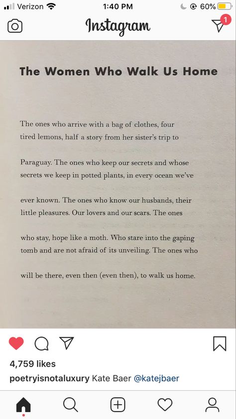 The women who walk us home, Kate Baer Kate Baer Poems, Kate Baer, Good Bones, True Words, Beautiful Words, Cool Words, Words Of Wisdom, Bones, Poetry