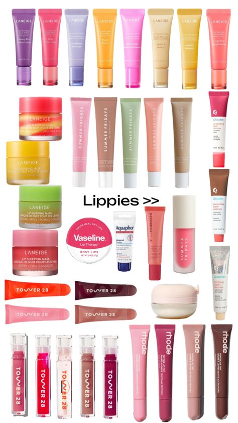 #beauty #Laneige#Summerfridays#Rode#lippies #aquaphor #vasaline #inspo #board #olehendrikson #vibes #glossier #glossierbalmdotcom #tower28 Tower 28, Sephora Skin Care, Inspo Board, Makeup Inspo, Lip Gloss, Sephora, Makeup Bag, Beauty Makeup, Tower