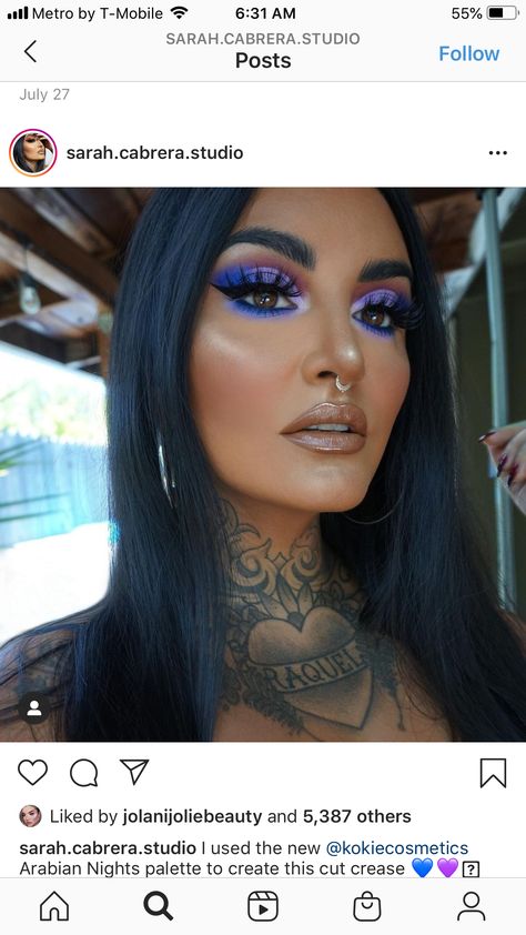 Sara Cabrera, Sarah Cabrera, Diy Makeup Looks, Pretty Punk, Brown Girls Makeup, Bold Eye Makeup, Hair Romance, Dramatic Eye Makeup, Purple Makeup