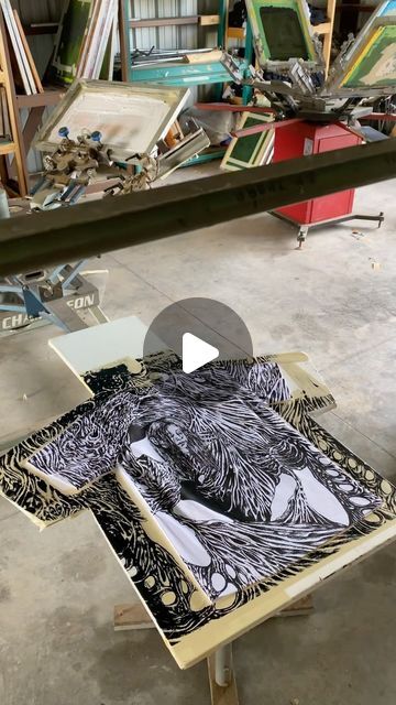 SILET on Instagram: "conflicted all over printing 1950’s industrial textile silkscreen originally handdrawn in ink  These will be available and printed all throughout this week. Probably our last all over print in this process for a bit as we experiment with other methods of production. Thank you for all the support, this week has been crazy:)  #screenprint #serigraphy #wearableart #aop #vintage" Screenprint Illustration, Silkscreen Printing, Silk Screen Printing, Wearable Art, All Over Print, Screen Printing, This Is Us, How To Draw Hands, Textiles