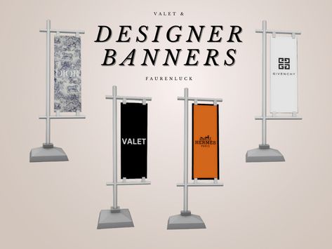 VALET AND DESIGNER STORE FLOOR BANNERS Sims 4 Signs, Sims 4 Retail Store Cc, Sims 4 Louis Vuitton Cc, Sims 4 Retail Cc, Sims 4 Decor Cc, Sims 4 Decor, Sims Aesthetic, Sims 4 Cas Background, Chanel Sign