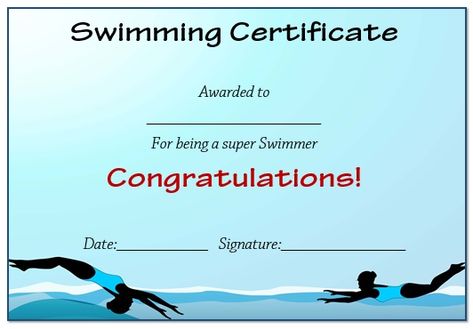 Free Swimming Certificate Templates (7) - TEMPLATES EXAMPLE | TEMPLATES EXAMPLE Swimming Certificate, Swimming Awards, Perfect Attendance Certificate, Achievement Certificate, Blank Certificate Template, Printable Programs, Certificate Format, Free Certificate Templates, Birth Certificate Template