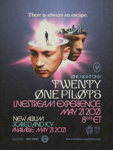 Twenty One Pilots Poster, Scaled And Icy, Tyler Y Josh, Twenty One Pilots Wallpaper, Twenty One Pilots Aesthetic, 21 Pilots, Tyler Joseph, Tour Posters, Song One