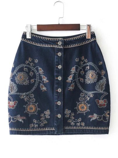 Denim Skirt Embroidery, Denim Bodycon Skirt, Skirt Embroidery, Summer Mini Skirt, Skirt Bodycon, Embroidery Denim, Sewing Projects Clothes, Denim Skirt Outfits, Blue Mini Skirt