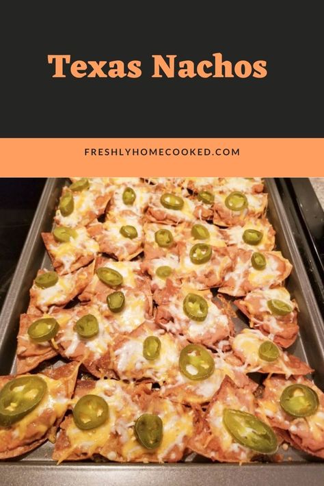 Things To Make With Nacho Cheese, Copycat Chilis Classic Nachos, Refried Beans Nachos, Refried Bean Nachos, Texas Nachos, Bean And Cheese Nachos, Nachos With Refried Beans, Refried Beans Mexican, Nachos In Oven