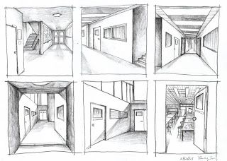 Yiming Song UNSW Arch: Workshop 6 Storyboarding interior architectural spaces Design Storyboard, Perspective Sketch, Telling A Story, Classic House Exterior, Big Building, Interior Sketch, Architecture Drawing Art, Architecture Design Concept, Public Building