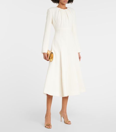 Belgium midi dress in white - Emilia Wickstead | Mytheresa Emilia Wickstead Dress, Midi Party Dress, Royal Clothing, Cotton Poplin Dress, Emilia Wickstead, Hadid Style, Dress 2024, Midi Cocktail Dress, Wedding Formal