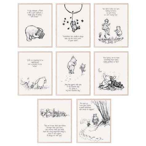 PRICES MAY VARY. Enchanting Winnie the Pooh Wall Decor: Transform any room into the magical Hundred Acre Wood with this Unframed Set of 8 (8x10") Winnie the Pooh Wall Decor by BigWig Prints. Ideal for nurseries, bedrooms, and playrooms, these nostalgic illustrations bring the timeless tales of Winnie the Pooh and friends to life. Whimsical Winnie the Pooh Nursery Decor: Be enchanted by the whimsical charm of our Winnie the Pooh Nursery Decor. A delightful mix of classic illustrations and adorabl Classic Pooh Bear Nursery, Winnie The Pooh Baby Nursery Ideas, Pooh Room Decor, Winnie The Pooh Room Decor, Hundred Acre Woods Nursery, Winnie Pooh Nursery, Winnie The Pooh Nursery Ideas, Pooh Themed Nursery, Vintage Winnie The Pooh Nursery