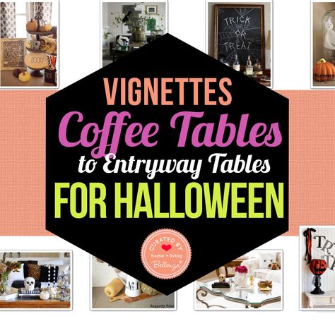 #Halloween Vignettes for Your Coffee Tables to Entry Tables // #halloweenparty #halloweendecorations  http://www.bellenza.com/living-ideas/halloween-vignettes-from-coffee-tables-to-entryway-tables Spooky Coffee Table Decor, Halloween Decor For Coffee Table, Halloween Entry Table Decor Ideas, Halloween Coffee Table Decor Ideas, Halloween Vignettes Decorating Ideas, Halloween Entryway Table Decor, Coffee Table Halloween Decor Ideas, Halloween Console Table Decor, Halloween Entry Table Decor