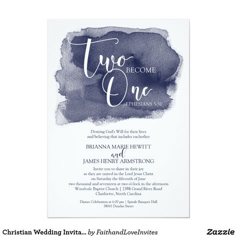 Christian Wedding Invitation - Watercolor Navy Christian Wedding Ideas, Christian Wedding Invitation, Chocolate Wedding Cakes, Christian Wedding Cards, Christian Wedding Invitations, Chocolate Wedding, Budget Wedding Invitations, Christian Wedding, Diy Wedding Favors