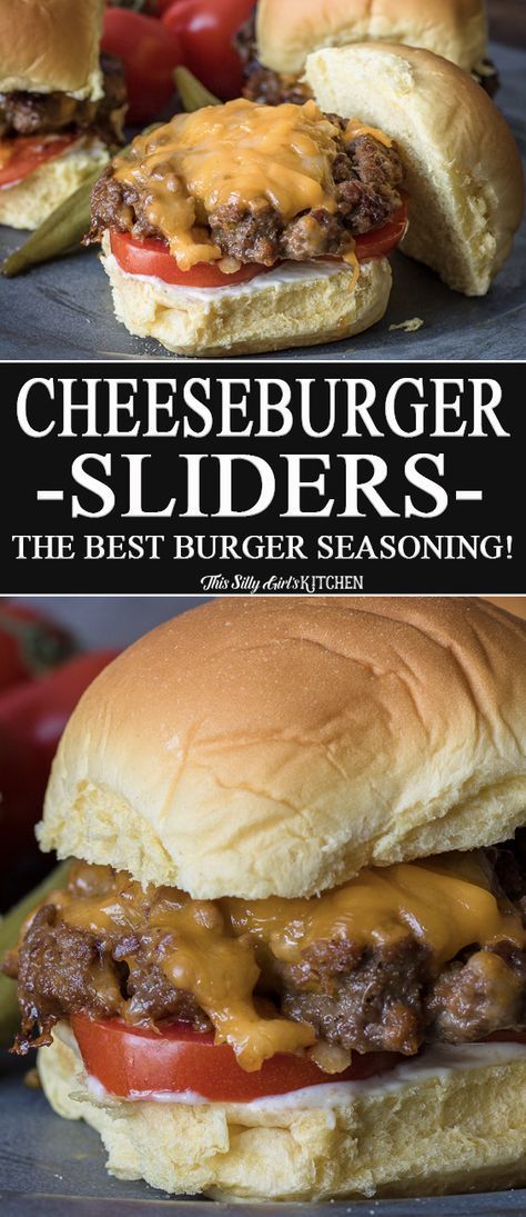 Burger Seasoning Recipe, Sliders Recipes Hamburger, Best Burger Seasoning, Mini Burgers Sliders, Burger Sliders Recipes, Hamburger Sliders, Cheeseburger Sliders, Cheeseburger Recipe, The Best Burger