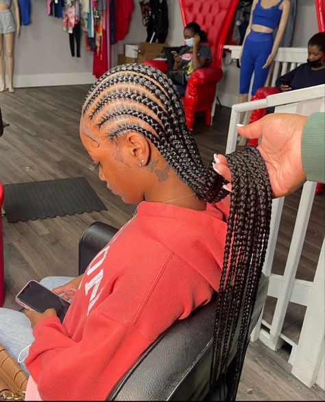 Straight Back Feed In Braids Ombre, 12 Feed In Braids Straight Back Long, 8 Feedin Braids Straight Back, Long Cornrows Braids With Beads, 8 Cornrows Braids Straight Back, African Braids Hairstyles For Teens, 10 Straight Back Feed Ins, Feed In Braids Cornrows Straight Back, Cornrows With Color