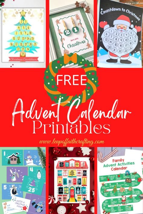 FREE Advent Calendar Printable (20 Ideas to Print Now!) - Leap of Faith Crafting Count Down Ideas, Make Your Own Advent Calendar, Advent Calendar Printable, Christmas Carols Lyrics, Cool Advent Calendars, Merry Christmas Printable, Christmas Activities For Families, Christmas Tree Printable, Farmhouse Printable