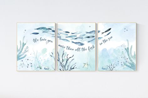 Under the Sea Wall Art Ocean Nursery Decor Nautical Nursery - Etsy Australia Under The Sea Gender Neutral Nursery, Nursery Decor Ocean, Under The Sea Nursery Decor, Under The Sea Theme Nursery, Aquatic Nursery Theme, Under The Sea Nursery Boy, Reef Nursery, Sea Nursery Girl, Under The Sea Nursery Girly