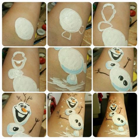 Winter Face Painting Ideas For Kids, Olaf Face Paint, Face Paint Step By Step, Frozen Face Painting, Kids Face Painting Easy, Frozen Face Paint, Easy Face Painting Designs, Mask Face Paint, Festival Face Paint