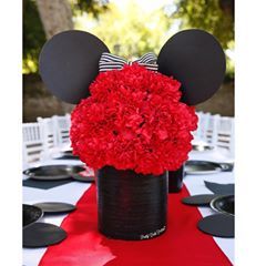 Minnie Mouse Centerpieces, Mickey Mouse Birthday Theme, Trendy Party Decor, Minnie Mouse Birthday Party Decorations, Mickey Theme, Mickey Mouse Theme, Fun Party Themes, Red Girl, Minnie Party