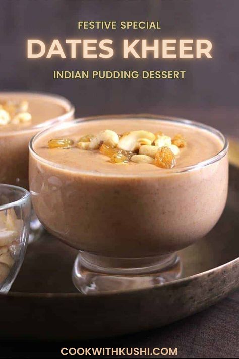 #Dates #Kheer or Khajoor #Payasam or Kharjura Payasa is a classic and rich, sugar-free, creamy, and delicious dessert recipe prepared using dates as the main ingredient along with nuts and milk of your choice. 😊 Perefect dessert for Festive Times such as #Diwali , #Navratri and #Christmas Kheer Recipe Indian Desserts, Khajoor Recipe, Diwali Desserts, Indian Pudding, Healthy Dessert Recipes Easy, Kheer Recipe, Festive Recipes, Healthy Indian Recipes, Indian Kitchen