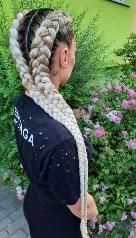 Hair Styles Twist, French Braids With Extensions, Island Twist Hairstyle, Two Cornrow Braids, Boxer Braids Hairstyles, White Girl Braids, Hair Branding, Festival Braids, Two Braid Hairstyles