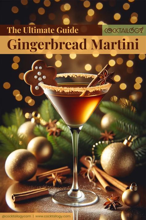 Gingerbread Martini - The Ultimate Guide Martini Glass Charcuterie, Ginger Bread Cocktail, Gingerbread Drinks Alcohol, Gingerbread Cocktail, Gingerbread Martini Recipe, Christmas Cocktails Vodka, Gingerbread Martini, Whiskey Drinks Recipes, Holiday Flavors