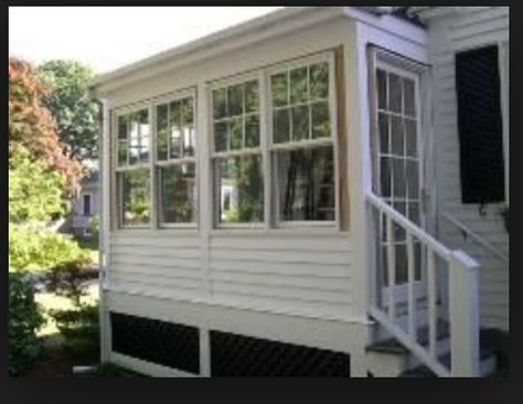 Convert porch to 4 seasons room Enclosed Porch Mudroom, Mudroom Addition Exterior, Porch To Mudroom, Mudroom Porch, Small Enclosed Porch, Mud Room Addition, Side Porch Ideas, Porch Mudroom, Closed In Porch