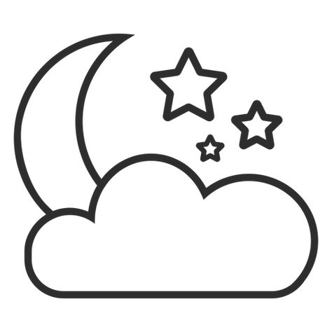 Moon Star Drawing, Moon And Stars Clipart, Inkleur Prente, Cloud Outline, Psychology Of Color, Cloud Template, Stars Png, Cat And Cloud, Beginners Drawing