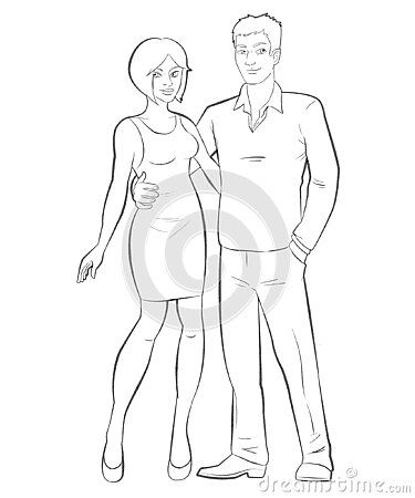 well-dressed-couple-standing-posing-illustration-isolated-drawing-black-white-artwork Couple Standing Poses Drawing, Couple Standing Poses, Drawing Stand, Short Couples, Couple Poses Drawing, Draw Tutorial, Couple Sketch, Sketch Poses, Couple Poses Reference