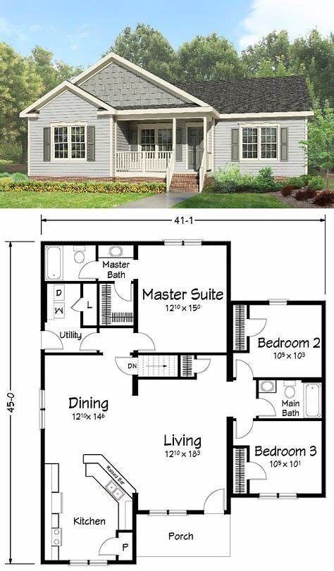 Simple Ranch House Plans, Small Ranch House, Ranch House Floor Plans, Kitchen Windows, Floor Plans Ranch, Basement House Plans, Ranch Style House, Ranch Style House Plans, Log House