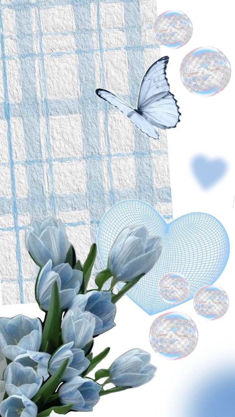 Blue Flowers Background, Blue Collage, Rose Gold Aesthetic, Blue Flower Wallpaper, Cute Blue Wallpaper, Baby Blue Aesthetic, Light Blue Aesthetic, Floral Wallpaper Phone, Cute Pastel Wallpaper