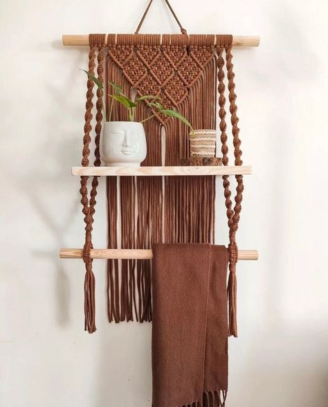 Boho Bathroom Storage, Macrame Towel Holder, Oakland Apartment, Indoor Plant Shelves, Macrame Hanging Shelf, Bath Towel Storage, Macrame Shelf, Macrame Colar, Towel Ladder