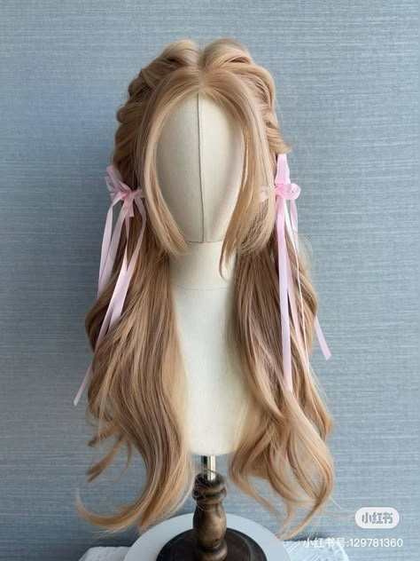 Kawaii Hairstyles Long, Pretty Hair Cuts, Hairstyle Cute, Hair Stayl, Cute Ponytails, Hair Inspiration Long, Girl Hairstyle, Kawaii Hairstyles, Bow Hairstyle