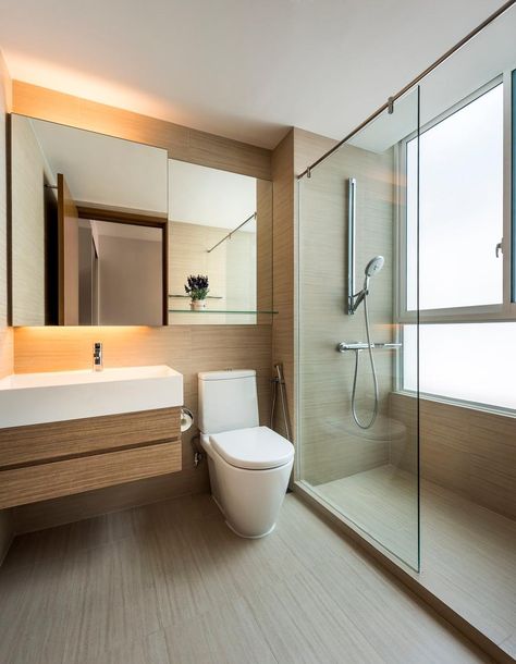 Modern Japanese Bathroom Design, Japanese Style Bathroom Design, Muji Bathroom Design, Big Bathroom Interior Design, Simple Bathroom Interior Design, Apartment Bathroom Modern, Singapore Bathroom Design, Muji Bathroom, Modern Toilet Design