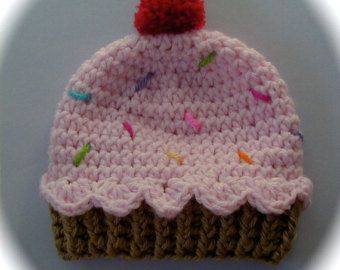 Cupcake Hats, Crochet Baby Blanket Beginner, Crochet Cupcake, Crochet Baby Beanie, Baby Hat Patterns, Infant Boy, Baby Beanie Hats, Crochet Baby Girl, Crochet Cap