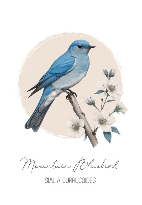 Beautifully illustrated Mountain Bluebird Vintage Drawing with Latin name Sialia currucoides. The perfect gift for bird lovers and hobby ornithologists. Find this modern, retro style Mountain Bluebird drawing on Mugs, T-Shirts, Throw Pillows, Magnets, nature-inspired wall art, and much more. Classic, simple, and timeless. #lagunaklein #MountainBluebird #AmericanBirds American biology, birds of North America, bird species, wild birds, bird fanatic, bird watching, bird illustration, colorful birds Drawing On Mugs, Blue Bird Drawing, Bluebird Drawing, Bluebird Illustration, Modern Farmhouse Art, Mountain Bluebird, Bluebird Vintage, Cactus Wren, American Birds