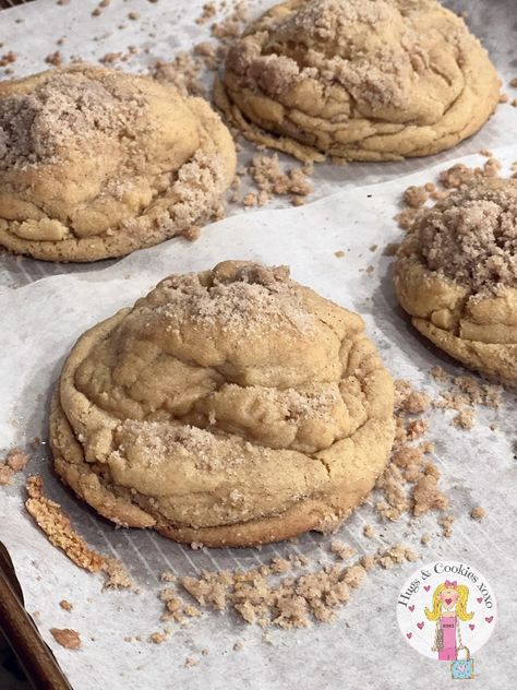 Crumb Cake Cookies Crumb Cake Cookies, Coffee Cake Cookies Crumbl, Snickerdoodle Cupcake Crumbl Cookie, Crumbl Cinnamon Fry Bread Cookie, Vanilla Crumb Cake Crumbl Cookie, Copy Cake Crumble Cookie, 2024 Cookies, Chunky Cookies, Copycat Cookies