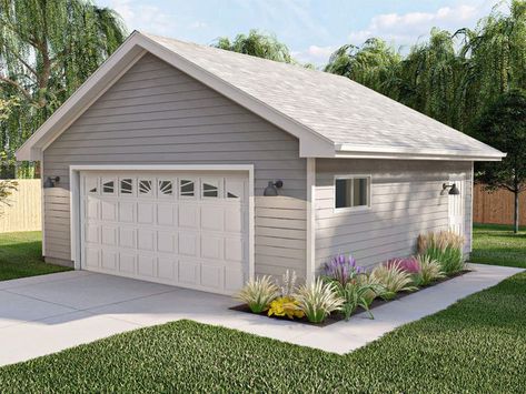 050G-0165: 2-Car Garage Plan; 24x22 Tall Garage, Detached Garage Designs, Garage Storage Plans, Carriage Style Garage Doors, Garage Door Sizes, 2 Car Garage Plans, Backyard Garage, Garage Guest House, Gazebo Plans