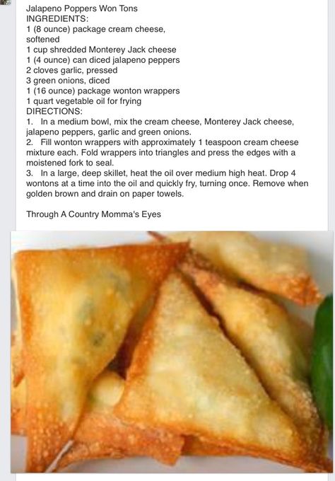 Jalapeño popper wontons Jalapeño Popper Wontons, Jalapeno Wontons, Wonton Wrapper Recipes Appetizers, Wonton Wrapper Recipes, Jalapeño Poppers, Wonton Recipes, Egg Roll Recipes, Best Appetizer Recipes, Quick Appetizers