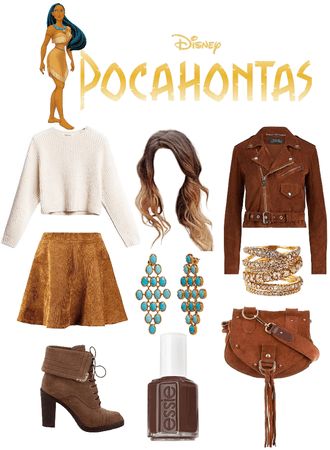 Pocahontas Halloween Costume Women, Pocahontas Outfit Ideas, Pocahontas Inspired Outfits, Pocahontas Dress Up, Pocahontas Disneybound, Modern Day Pocahontas Outfits, Pocahontas Outfit, Disney Pocahontas, Bratz Inspired Outfits