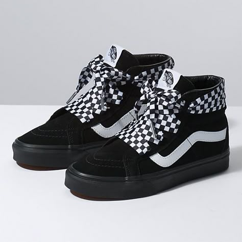 Check Wrap Sk8-Hi Alt Lace Vans Shoes Outfit Women Style, Vans Shoes Outfit Women, Lace Vans, Shoes Outfit Women, Vans Shoes Outfit, Vans Shoes Fashion, Custom Vans Shoes, Cute Vans, Vans Sk8 Hi