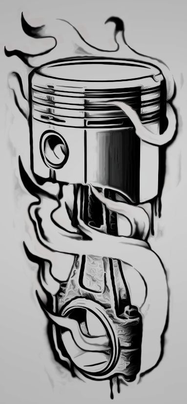 Chevy Tattoo, Piston Tattoo, Hot Rod Tattoo, Engine Tattoo, Harley Tattoos, Truck Tattoo, Mechanic Tattoo, Cool Tattoo Drawings, Biker Tattoos