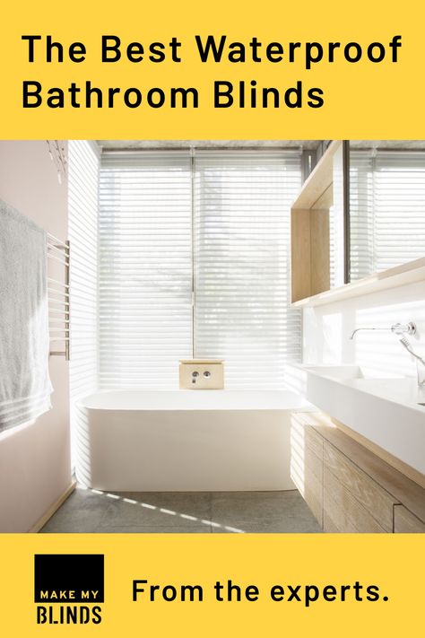 Here are the best options if you're looking for a waterproof bathroom blind or blind for your bathroom window, that is both stylish and practical. Bathroom Waterproof Blinds, Waterproof Blinds For Bathroom Windows, Wooden Blinds Bathroom, Bathroom Wooden Blinds, Bathroom Blinds Waterproof, Blue Bathroom Blinds, Privacy Blinds, Waterproof Bathroom, Best Blinds