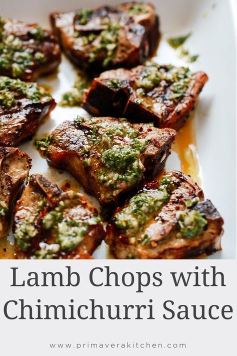 Grilled lamb chops are an easy dinner that you can have ready to eat in 10 minutes! A chimichurri marinade adds the flavour of fresh herbs to the juicy chops. This grilled lamb chops recipe makes a delicious summer dinner. #lambchop #grilledlambchop. Chimichurri Marinade, Grilled Lamb Chop Recipes, Lamb Chops Recipe, Lamb Loin Chops, Lamb Loin, Grilled Lamb Chops, Lamb Chop Recipes, Rib Meat, Lamb Ribs