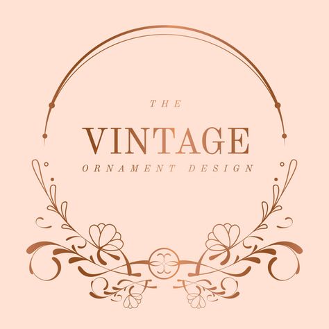 Vintage rose gold art nouveau badge vector Free Vector Rose Gold Banner, Royal Pattern, Make Your Own Logo, Rose Gold Art, Nail Salon Design, Ribbon Banner, Photo Logo Design, Vintage Rose Gold, Bakery Logo Design