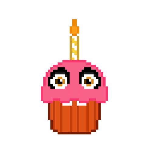 Cupcake Pixel Art, Cake Pixel Art, Fnaf Cupcake, Pixel Art Fnaf, Fnaf Cupcakes, Art Fnaf, Mario Mushroom, Pixel Art, Cupcake