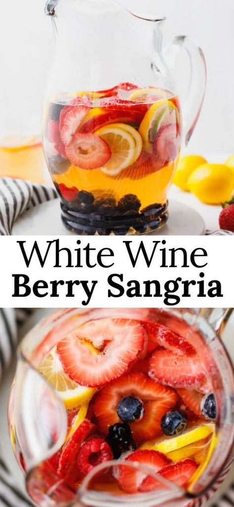 White Wine Berry Sangria Recipe – very easy to make, refreshing drink, great for parties and hot summer days. White Sangria Recipe, Berry Sangria, White Sangria, Sangria Recipe, Creative Desserts, Sangria Recipes, Summer White, Seasonal Recipes, Healthy Homemade