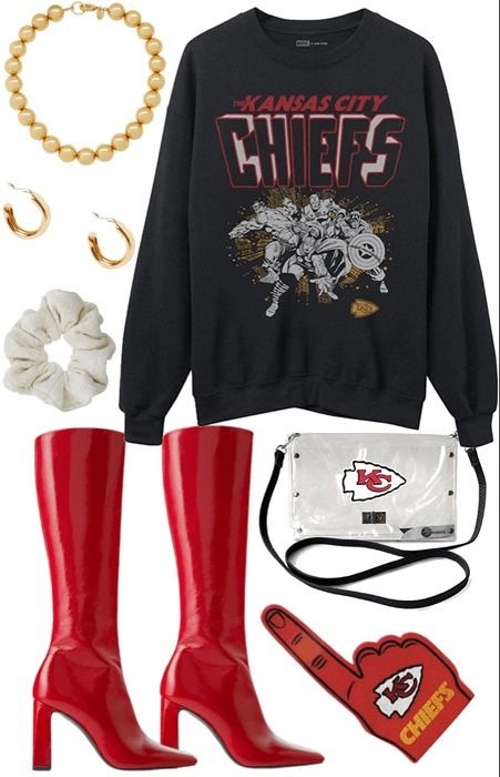 Chiefs Outfit, Super Bowl Outfits For Women Chiefs, Womens Chiefs Outfit, Chiefs Apparel, Kansas City Chiefs Crop Top, Gameday Fashion, Chiefs Game, Nfl Outfits, Modern Fall